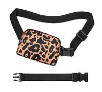 jealkip Riñonera para correr para mujeres y hombres, bolsa cruzada con correa ajustable para senderismo, entrenamiento, deportes, viajes, Leopard Yellow with Strap Extension, Talla única, Riñonera con