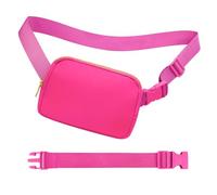 jealkip Riñonera para correr para mujeres y hombres, bolsa cruzada con correa ajustable para senderismo, entrenamiento, deportes, viajes, Magenta con extensión de correa, Riñonera con extensión de