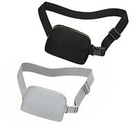 jealkip Riñonera para correr para mujeres y hombres, bolsa cruzada con correa ajustable para senderismo, entrenamiento, deportes, viajes, Negro y gris claro., Universal