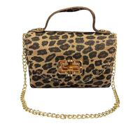 Jeamis Gamuza de piel rugosa para mujer, elegante, bolso de mano, bolso de mano, piel de gamuza, bolso de fiesta, leopardo, fabricado en Italia Leo, Ante Pequeño Leo Chocolate, small