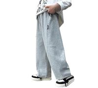 Jean Baggy Niño Niña Pantalones de Denim Moda con Cintura Elástica Chica Jean Bootcut Pantalones largos con Bolsillos sueltos Vintage Hip Hop Streetwear Deporte Primavera Verano Otoño