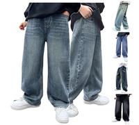 Jean Baggy Niño Niño Pantalones de Denim Clásico Pierna Recta Chico Jean Bootcut Pantalones largos con Bolsillos sueltos Vintage Hip Hop Streetwear 2025 Primavera Otoño