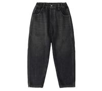Jean Baggy Niño Pantalones de Carga de Denim Clásico Pierna Recta Chico Jean Straight Pants Largos con Bolsillos sueltos Retro Hip Hop Streetwear Sport, azul oscuro, 13-14 ans