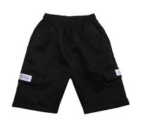 Jean Baggy Short Cargo Genérico para niños y niños, pantalones cortos elásticos casuales de color sólido para jóvenes y bajos, carga exterior (negro, 14-15 años)