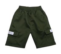 Jean Baggy Short Cargo Genérico para niños y niños, pantalones cortos elásticos casuales de color sólido para jóvenes y bajos, carga exterior (Green,14-15 años)