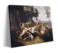 Jean Baptiste Oudry- L'hallali Du Deer Hunting Dogs Finishing A Deer Exquisite Poster Canvas Poster Picture Print Canvas Wall Paint Arts Decor Modern Home 60 x 90 cm