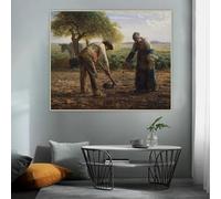 Jean Francois Millet "Plantadores de patatas", lienzo impreso, pintura al óleo, póster, imagen para pared, decoración del hogar (70 x 100 cm, sin marco)