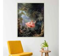 Jean Honoré Fragonard "El Columpio", lienzo clásico, pintura estética, póster, decoración del hogar (80 x 110 cm/sin marco)