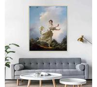 Jean Honoré Fragonard "El vuelo fingido", pintura clásica en lienzo, estética, arte, impresión, decoración del hogar (35 x 45 cm, sin marco)