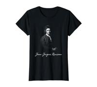 Jean-Jacques Rousseau Filósofo de la Ilustración Camiseta gráfica económica, Mujer, Negro, XL