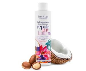 Jean & Len Acondicionador Repair Coco & Macadamia, vegan, 300 ml | Repara el cabello dañado y sin fuerza, aporta suavidad, aroma a coco, sin parabenos ni siliconas