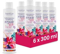 Jean & Len Acondicionador Reparador Coco y Macadamia, en set, 6 x 300 ml | Para cabello dañado y sin vitalidad, repara y aporta suavidad, aroma a coco, sin parabenos ni siliconas, vegano