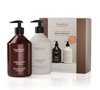 Jean & Len Body Ceremony Cardamomo & Tonka, con Hand & Body Cleanser y Hand & Body Balm, fragancia suavemente especiada, embalaje con certificado FSC, set de regalo vegano, 2 x 500 ml