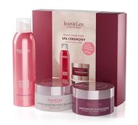 Jean & Len Caja de regalo Spa Ceremony de peonía y lichi, con 3 productos de alta calidad, productos para el cuerpo y la mente, embalaje con certificación FSC