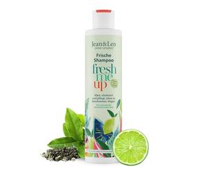 Jean & Len Champú Fresco Té Verde & Lima, para cabello normal a rápidamente graso, protege contra la pérdida de humedad, cuidado equilibrante, sin parabenos ni siliconas, vegano, 300 ml