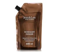 Jean & Len Champú Hidratación Rosemary & Ginger, recambio, para cabello seco y quebradizo, limpia y cuida de forma perceptible, aroma fresco y especiado, sin siliconas ni parabenos, recambio 600 ml