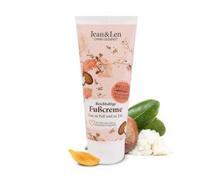 Jean & Len crema de pies karité y caléndula, para piel seca y castigada, cuida en profundidad y deja los pies suaves, aroma de romero y jengibre, Foot Cream, sin parabenos ni siliconas, vegano, 100 ml