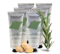 Jean & Len Crema Rosemary & Ginger, con urea, cuidado para manos secas y agrietadas, hidrata y nutre intensamente, sin parabenos ni siliconas, set de cremas de manos, 6 x 75 ml