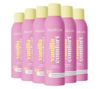 Jean & Len Desodorante en spray Vanilla Comfort, vegano, 6 x 150 ml | 48 horas de protección contra el olor corporal, con un complejo de principios activos antibacterianos, aroma a vainilla, sin
