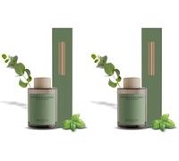 Jean & Len Difusor de Aroma Basil Mint & Eucalyptus, ambientador con Varillas de ratán, Ofrece una Fragancia Agradable Durante 6 semanas, combinación refrescante, Vegano, 100 ml (Paquete de 2)