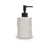 Jean & Len Dosificador de jabón de gres, Aspecto Mate y Tacto Suave, Gran Capacidad de 400 ml, Ideal para jabón líquido en el baño y la Cocina, diseño Minimalista, de cerámica, 8,4 x 18 cm
