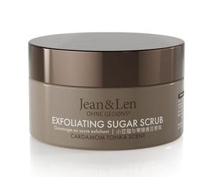 Jean & Len Exfoliante de Azúcar Cardamom & Tonka, para una limpieza perfumada, con aceites nutritivos, sin parabenos ni silicona, 200 ml