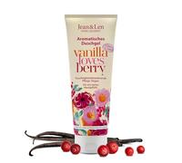 Jean & Len Gel de ducha Arándano rojo & Vainilla, pH ideal, ducha revitalizante, con extracto de arándano rojo y vainilla, para una piel suave, vegano, sin parabenos ni siliconas, 250 ml