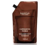 Jean & Len Gel limpiador Cardamomo y Tonka recarga, limpia cabello y cuerpo, con complejo hidratante, aroma especiado, sin parabenos ni siliconas, 1,5 L