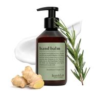 Jean & Len Hand Balm Rosemary & Ginger, con aceite de argán orgánico, manteca de karité y vitamina E para una piel suave, crema de manos hidratante para piel seca, aroma fresco aromático, 250 ml