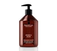 Jean & Len Hand & Body Cleanser Arabica & Musk, para una experiencia de limpieza perfumada, jabón corporal y de manos en un frasco, aroma aromático, vegano, 500 ml