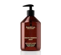 Jean & Len Hand & Body Cleanser Lemonverbena & Mint, para una experiencia de limpieza perfumada, jabón corporal y de manos en un frasco, aroma refrescante, vegano, 500 ml