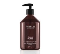 Jean & Len Hand & Body Cleanser Peony & Lychee, para una experiencia de limpieza perfumada, jabón corporal y de manos en frasco selecto, aroma seductor y floral, vegano, 500 ml