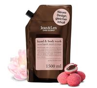 Jean & Len Hand & Body Wash Peonía y lichi, limpia y cuida la piel al lavarla, aroma floral y delicado, jabón líquido en recarga, sin parabenos ni siliconas, vegano, 1,5 L