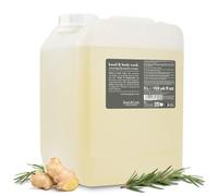 Jean & Len Hand & Body Wash Rosemary & Ginger en garrafa, limpia y cuida la piel, aroma especiado y fresco, jabón líquido en garrafa de recarga, sin siliconas ni parabenos, 5 L