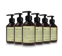 Jean & Len Jabón de manos bergamota y madera de cedro en set, limpia las manos exigidas, apto para uso diario, jabón líquido con dispensador, fragancia cítrica refrescante, vegano, 6 x 250 ml