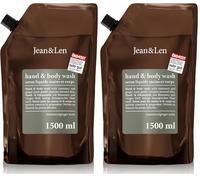Jean & Len Jabón de manos de romero y jengibre en paquete de recarga, limpia y cuida la piel, aroma fresco y picante, jabón líquido, sin siliconas, parabenos ni microplásticos, 1,5 L (Paquete de 2)