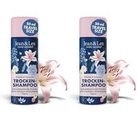 Jean & Len Mini Champú Seco Frescor y Volumen, sin raíces grasas, sin residuos blancos, huele a lirio, para cabellos finos sin volumen, tamaño viaje, sin parabenos ni siliconas, vegano, 50 ml