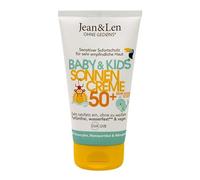 Jean & Len Sensitiv crema solar Baby & Kids SPF 50+, sin perfume, resistente al agua, para piel infantil sensible desde los 6 meses, sin octocrileno, vegano, solar infantil, 100 ml