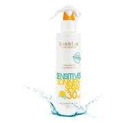 Jean & Len Spray Solar Sensitiv 30 FPS resistente al agua, para piel sensible y propensa a la alergia solar, sin siliconas, nanopartículas, octocrileno ni aceite mineral, vegano, pulverizador 250 ml