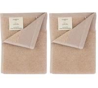 Jean & Len Toalla para Invitados algodón 100% orgánico, Color Beige, con Gancho, certificación Oeko-Tex y Gots, Etiqueta de la Marca en Cuero Vegano, Toallas para Invitados 30 x 50 cm (Paquete de 2)