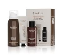 Jean & Len Travel Set Cardamom & Tonka, ideal como pequeño regalo o detalle, productos para cuerpo y mente, embalaje con certificación FSC, pequeños tamaños de viaje, set de regalo vegano
