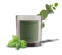 Jean & Len Vela Perfumada Basil Mint & Eucalyptus, hecha con manteca de karité, duración aprox. 40 h, diseño minimalista, aroma refrescante, vegana, 195 g