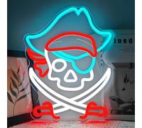 Jeanchrl Letrero de neón pirata LED para dormitorio, habitación de niños, luces de neón para decoración de pared, recuerdos perfectos de fiesta pirata, letrero de pared retro náutico, letrero de pared