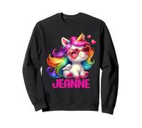 Jeanne Nombre Personalizado Unicornio Colorido para Mujeres y niñas Sudadera