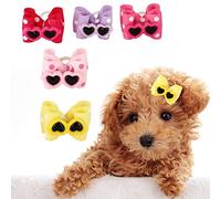 Jeanoko 25 unids mascota 3.5 cm Multicolor pelo Bowknot Bowknot Material Poliéster seguro aseo Accesorios para gato mediano perro pequeño