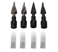 Jeanoko 4 PCS Paso Taladro Broyo de Brote Paso Taladro de Cono Brocas para Plástico de Madera de Metal con Espiral Recto 4-20 Mm 4-22 Mm