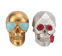 Jeanoko Adornos de Aromaterapia con Cabeza de Calavera, Ambientadores de Rosas de Resina Duraderos para Coche para un Estado de ánimo Agradable, Regalos para Amigos y Familiares, 2 Juegos