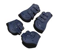 Jeanoko Botas para Tendones de Caballo Botas para Salto de Caballo de Menudillo con Frente Abierto Carcasa de PU Transpirable Que Absorbe los Golpes Forro de Neopreno con Hebillas de (Tamaño Grande)