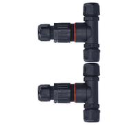 Jeanoko Caja de Conexiones de 3 Vías Conector en Forma de T Duradero Impermeable para Luces de Inundación Al Aire Libre 2 Piezas IP68 450 V Nylon Latón Níquel a Prueba de Golpes (Tres dentro y tres