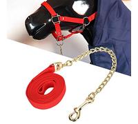 Jeanoko Cuerda de Tracción para Caballos con Fuerte Cadena de Hierro Chapada en Cobre, Correas Suaves de PP para Caballos Líderes, 0,5 M de Largo, Ideal para Manipulación de Ganado
